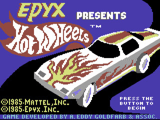 Hot Wheels title screen for Commodore 64